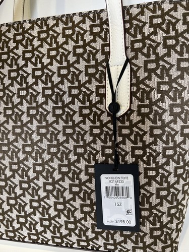 DKNY Tote Shoulder Bag Brown White - Picture 6 of 12