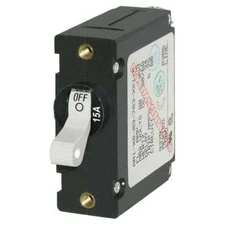 Blue Sea 7210 A-Series White Toggle Circuit Breaker Single Pole 15A