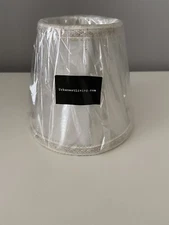 One Urbanest Living White Silk Mini Clip-On Lamp Chandelier Shade Lace Trim READ
