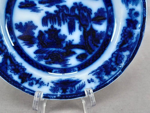 Antique Podmore Walker Manilla Pattern Flow Blue Transferware 7 7/8 Inch Plate - Picture 5 of 12
