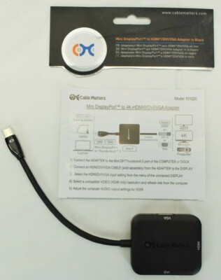 Cable Matters Mini DisplayPort to HDMI DVI VGA Adapter 101020-Black 