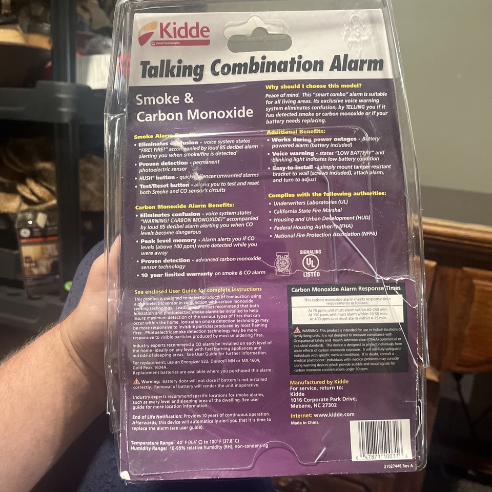 Kidde Talking Combination Alarm Smoke & Carbon Monoxide Detector eBay