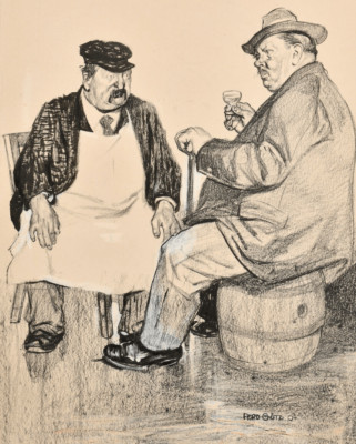 At the wine tasting | Drawing by Ferdinand Götz | for the Meggendorf...