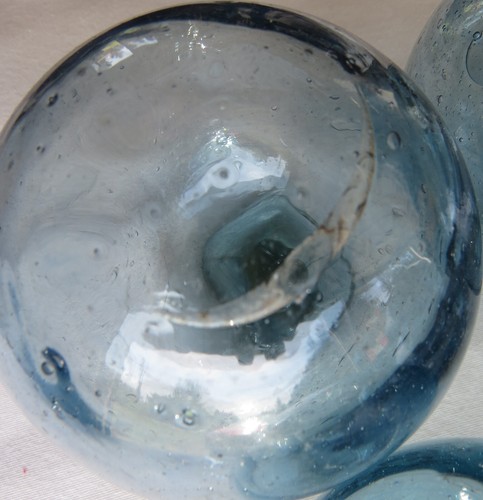 Japanese GLASS Fishing FLOATS 3-3.5" LOT-9 SMOKY BLUE Authentic Vtg USA BZ - Picture 12 of 14