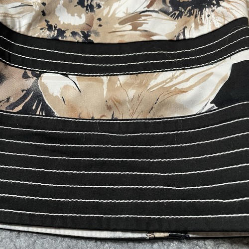 Vtg 90s AGB Women’s A-Line Dress Sz 14 Beige Floral Black Trim Sleeveless Mini - Picture 10 of 13