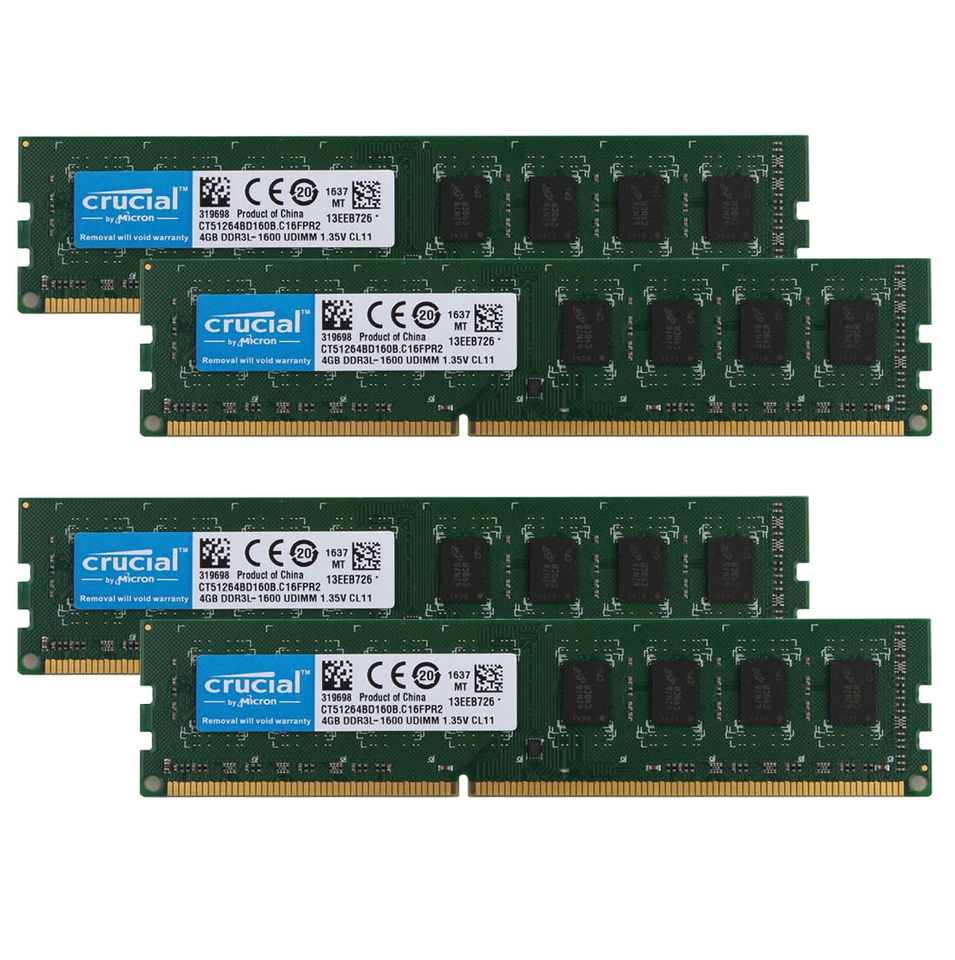 Crucial 4GB 8GB 240-Pin DDR3 SDRAM DDR3L 1600 PC3L 12800 RAM Desktop Memory Lot - Image 3 of 4