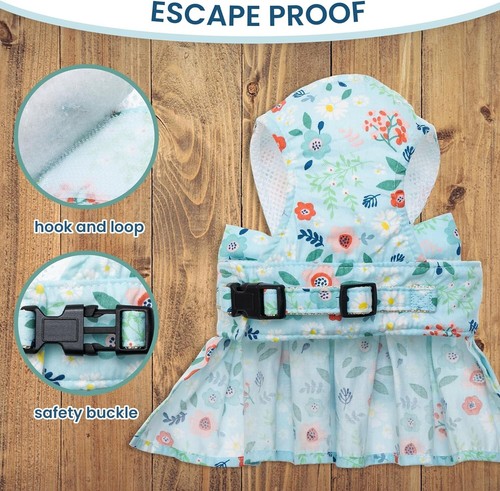 Small Dog Dress Harness and Leash Set-Cute Floral Bow Tie Dog Vest Harness Dress - Picture 6 of 7