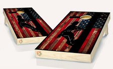 American Flag Lineman Cornhole Board Skins Vinyl Wrap Laminated Sticker Set Deca