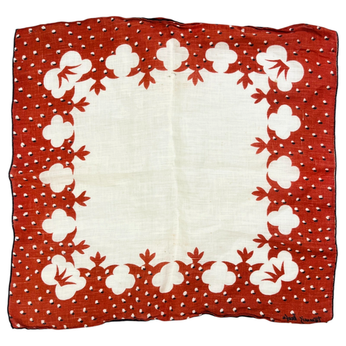 Tammis Keefe Handkerchief Vintage Red White Dots Floral Plants Retro Square READ - 第 5/8 張圖片