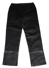 VTG Metrostyle No Waist 2-Pkt Zipper Cuffs Black Leather Pants Wm's 10 NWOT
