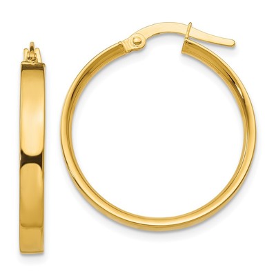 10K Gelbgold 3mm Medium Creolen Geschenk für Frauen L-21mm, B-25mm