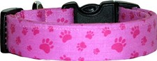 Pink Paw Prints on Pink Custom Handmade Dog Collar