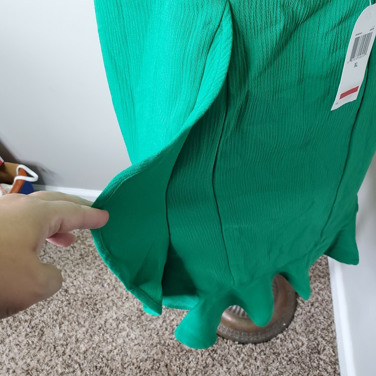 19 cooper crepe skater dress 19 COOPER Women's Green Ruffled Cutout Lace-back Skater Dress Size XL