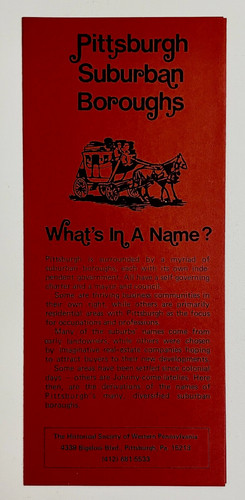 1980s Pittsburgh PA Suburban Boroughs Names Historical Society VTG Brochure