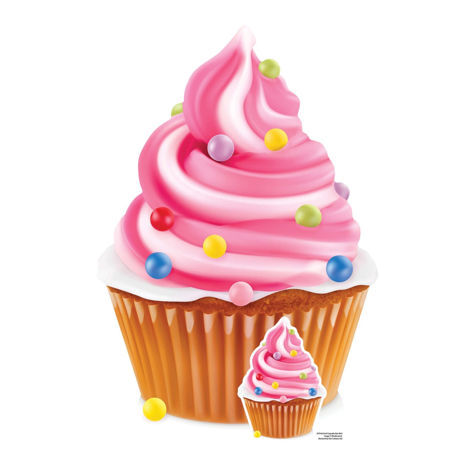 Pink Cupcake Swirl Cardboard Cutout with Free Mini Standee / Standup - Party