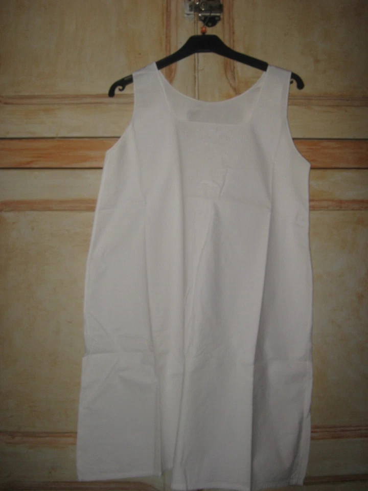 LINGE ANCIEN Chemise Femme 38 Broderies confection main COTON Blanc - Photo 3/4