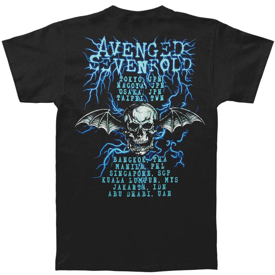 Men's Avenged Sevenfold Power Tour Tokyo To Abu Dhabi Slim Fit Tshirt