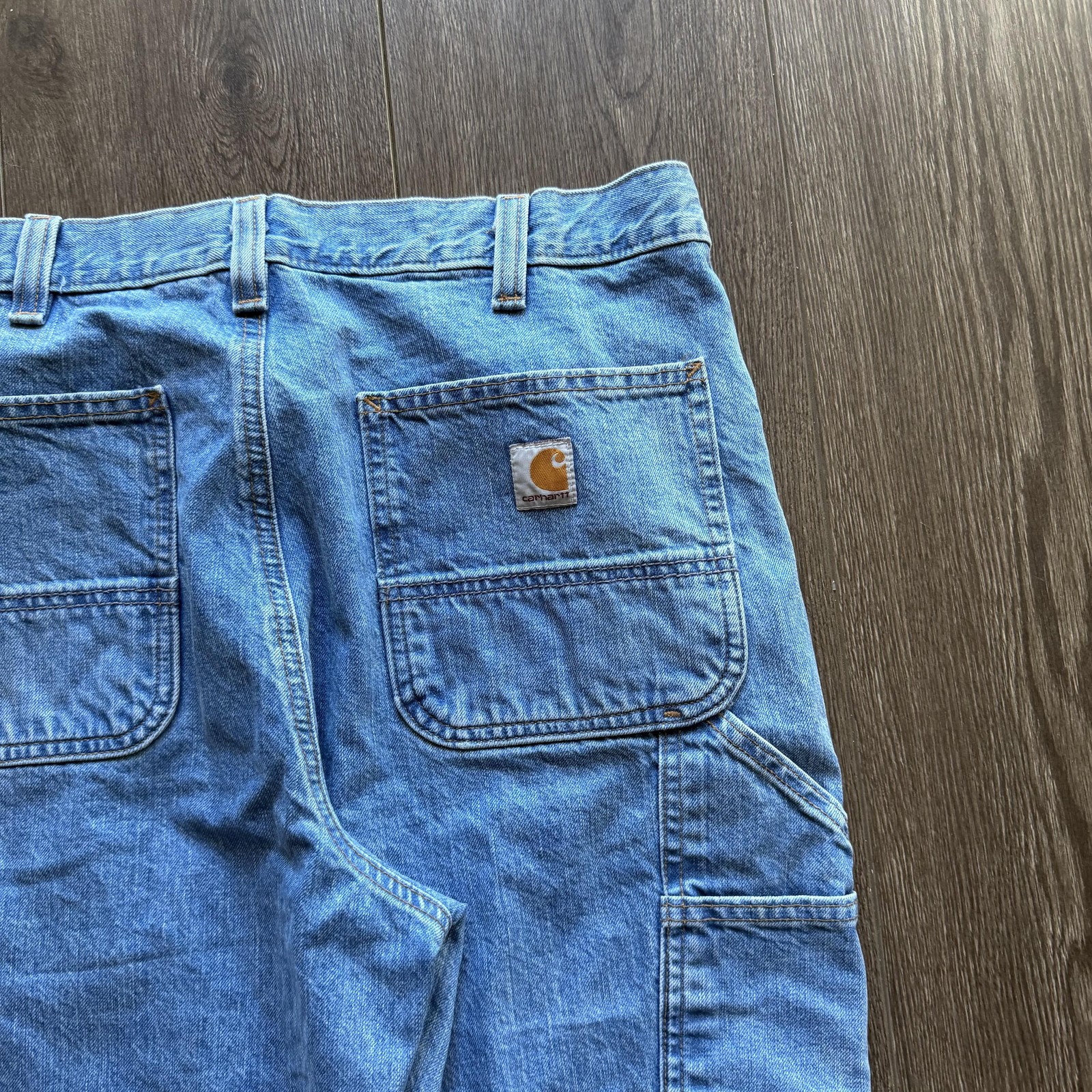 Vintage Carhartt Carpenter Jeans Baggy  35x32 Blue Medium Wash Denim Workwear thumbnail 4