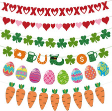 Valentine's Day  St. Patrick's Day Decorative Banner with Easter Elements, 6Pcs