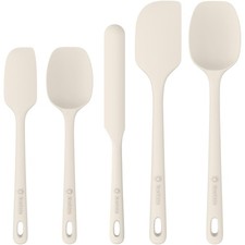 ChefAide 5 Pieces Silicone Spatula Set, Food Grade 5 pieces, Cream White