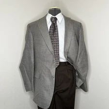 Y2K Austin Reed Mens 41R Blazer Sport Coat Suit Jacket Gray 2 Button USA Wool