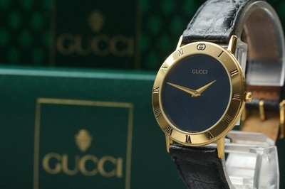 [Fast neuwertig mit Box Papier] Vintage GUCCI 3000.2.M schwarzes...