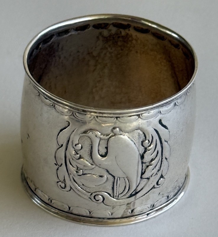 Antique Art Deco Sterling Silver Napkin Ring. 21 Grams. 830 Silver.
