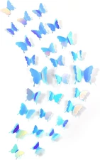 48 Pieces Butterfly Wall Decor DIY Mirror 3D Butterfly Stickers Removable Decals