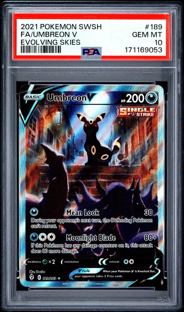 2021 Pokemon Sword & Shield Evolving Skies Evolving Skies Fa/Umbreon V 10 PSA