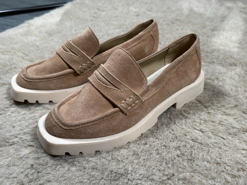 Dolce Vita Elias maßgeschneiderte Damen-Loafer mit Sohle Größe 8 Dune Wildleder sehr guter Zustand