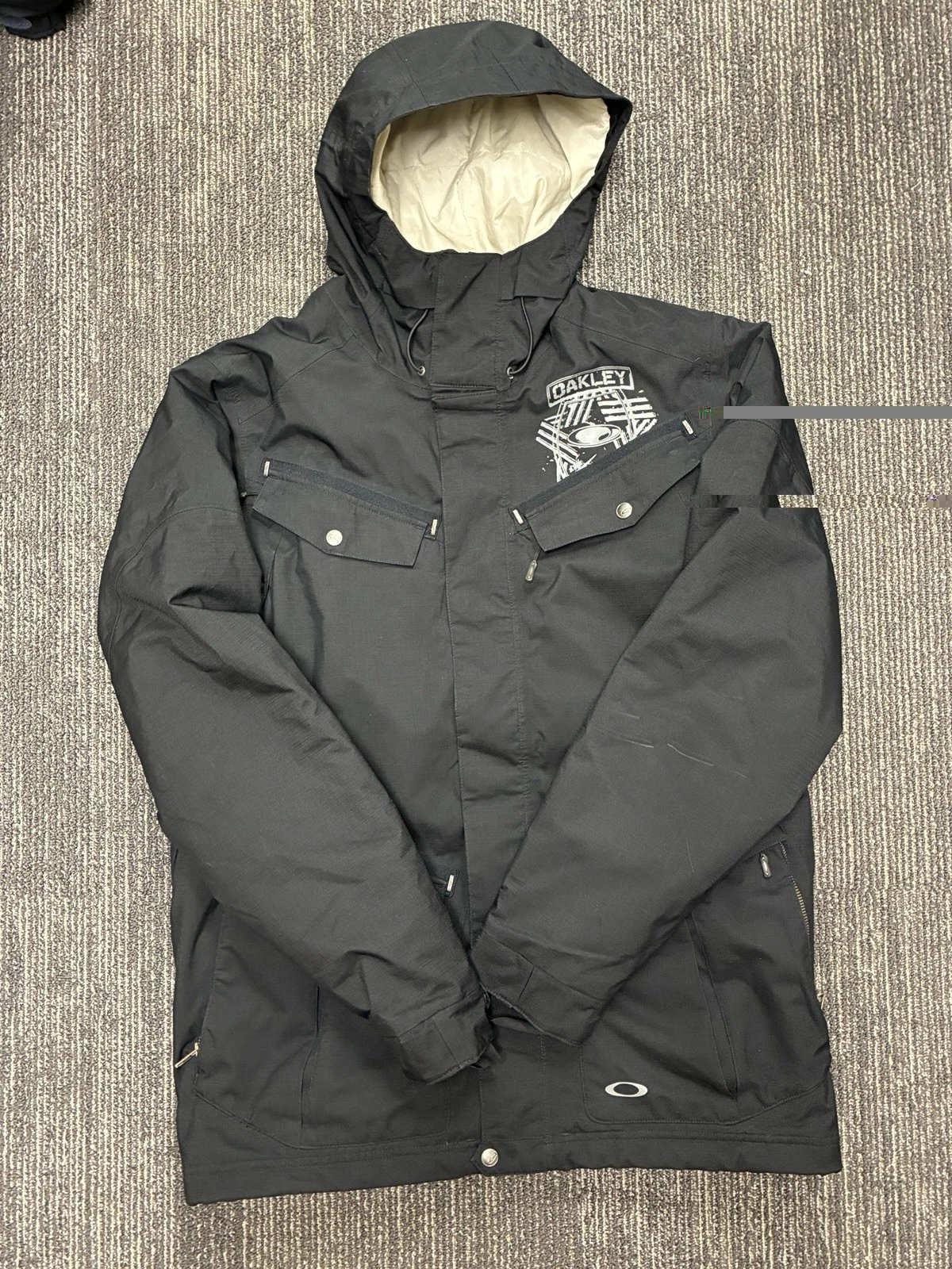 intage Oakley Icon Series Snow Jacket Mens Large Black Thinsulate Loose Fit Y2K