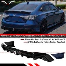 For 25-26 Honda Civic Sedan Yofer V2 Blue Lagoon Rear Diffuser Kit W/ White LED