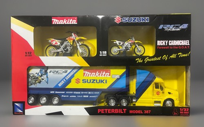#ad NEWRAY SUZUKI RM Z450 RICKY CARMICHAEL Motocross Hauler Set VHTF $225.00