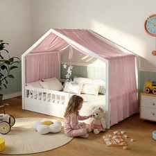 KVALY Kids Bed Canopy for Girls - Spring-Ale Fabric 135 x 360 cm (1P), Pink 