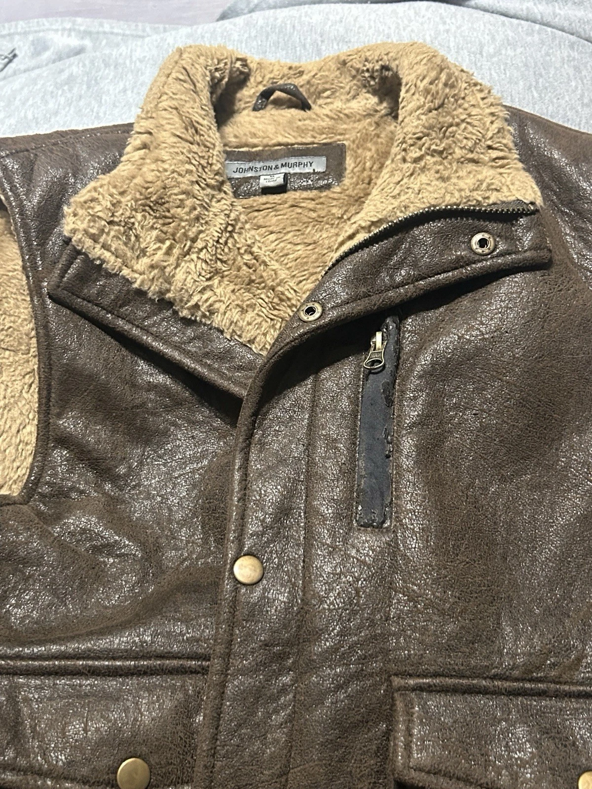 Vintage Johnston & Murphy Faux Suede Vest Men's Size M Sherpa Fleece Lined - product detail image 2