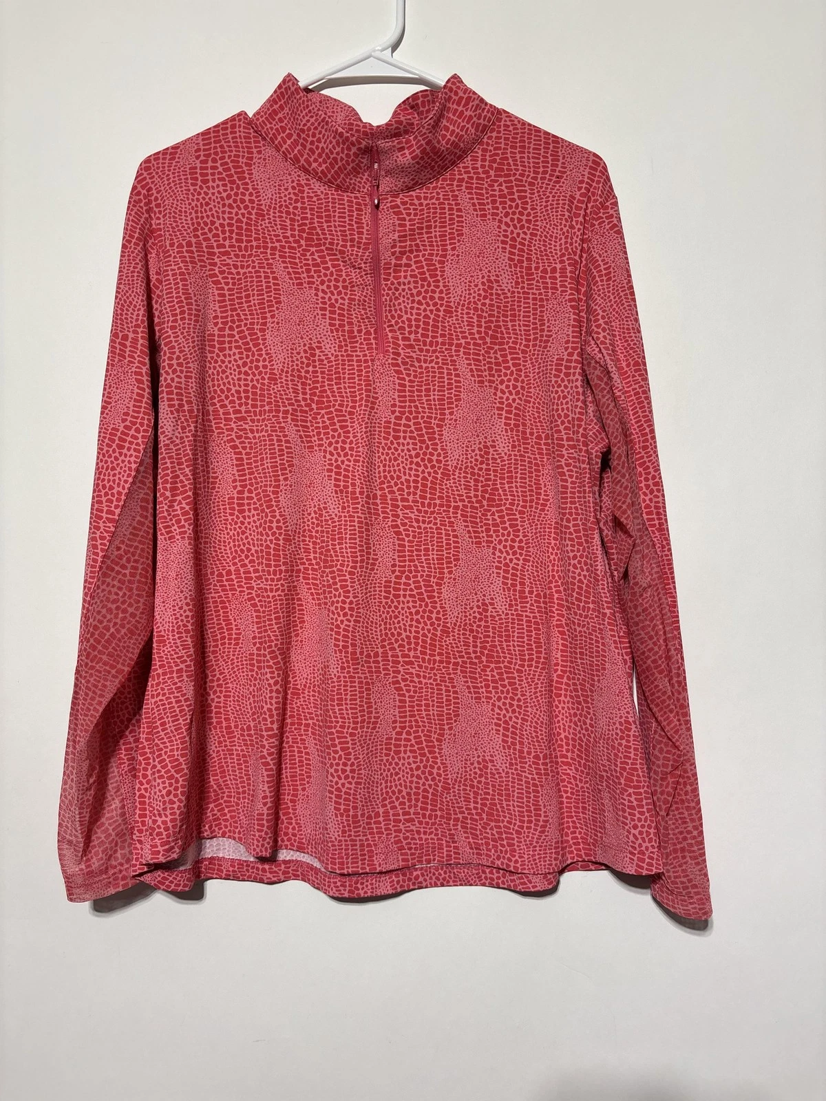IBKUL Womens XXL Pink Quarter Zip Mock Neck UPF 50+ Long Sleeve Base Layer Top
