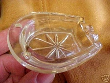A6 Old Horseshoe Cowboy Collector Ashtray Glass Unique