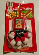 12 on a String Santa Face Blow Mold Light Set Battery Operated 