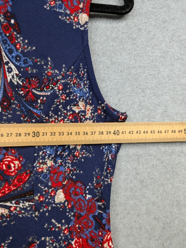 Sunny Girl Dress Womens 8 Blue Red Floral Fit Flare Sleeveless Event Casual Work - Picture 7 of 14