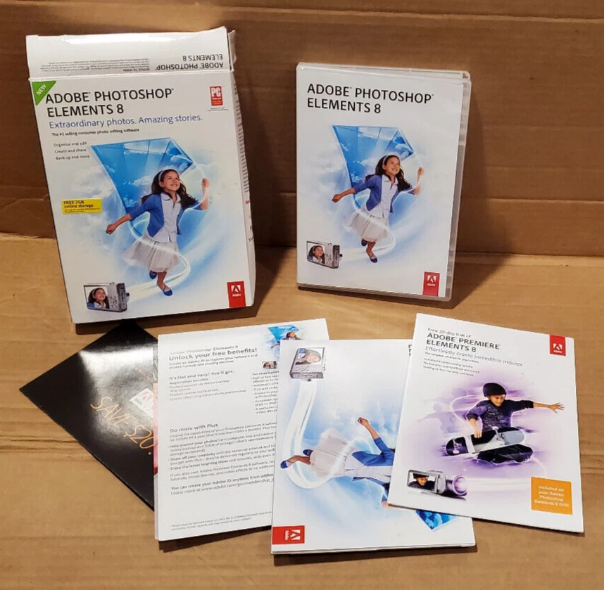 Adobe Photoshop Elements 8 Software Disc w/ Serial Number Install Key Paperwork - Image 3 of 4