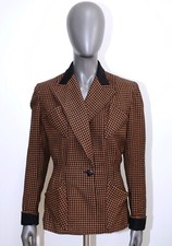 French Vintage 1930/40s Rust-Colored Wool Plaid Tailored Suit Jacket Size S