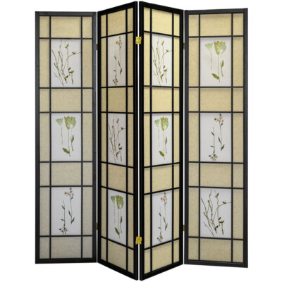 3 or 4 Panel Room Divider Privacy Screen Panel Floral Botanical Print NEW