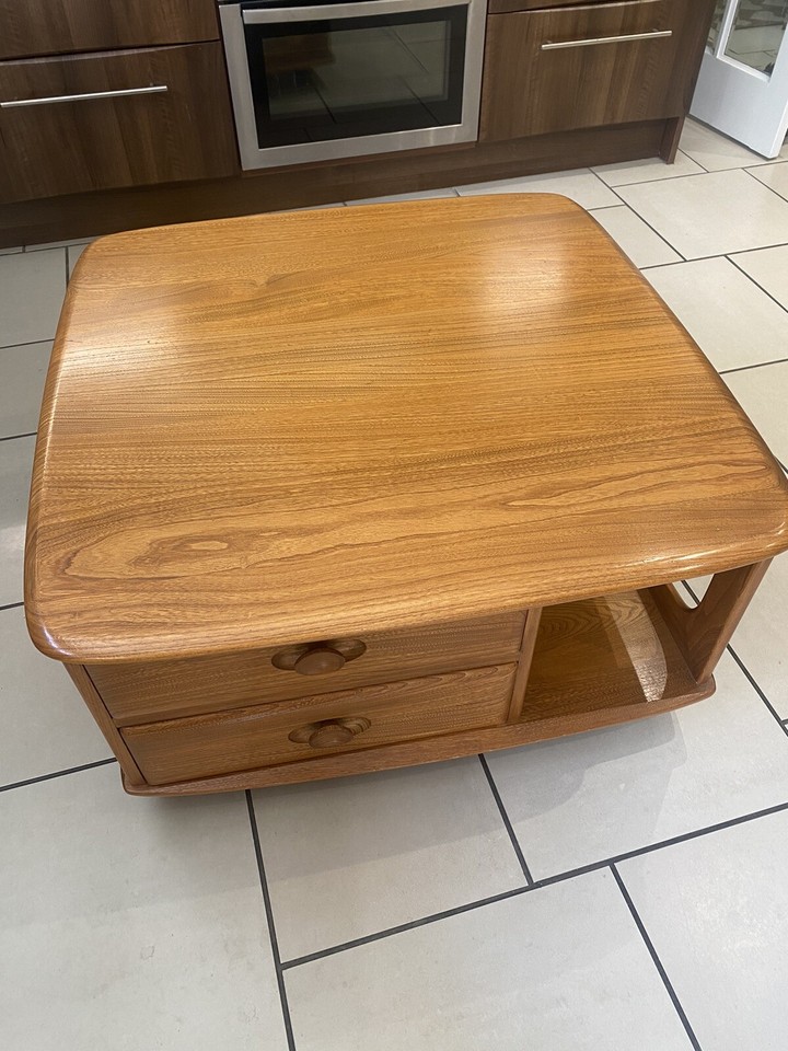 Ercol Pandora Coffee Table 2 Drawers Magazine Storage Light 735 eBay