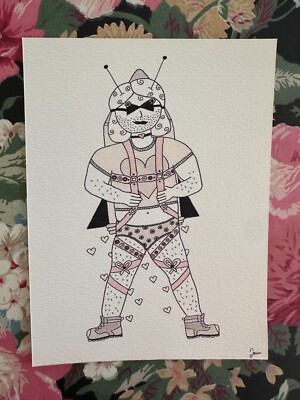 Weird Cute Original Doodle HOTTOGO #3 Indie Art Print Licensed Signed