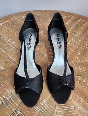 Coach and Four CLARA Black Open Toe Heels Sandals Women's Size