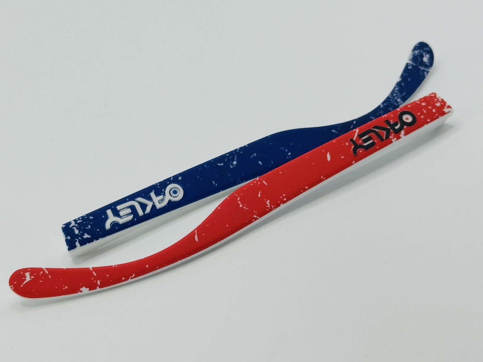 OAKLEY FROGSKINS RED & BLUE SPLATTER REPLACEMENT ARMS SET OF 2 RARE USA