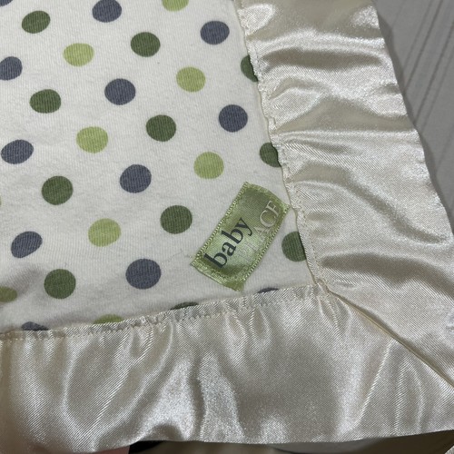 Rare The Children's Place Baby Polka Dot Blanket Green Grey Lovey Satin Edge O1 - Picture 4 of 11