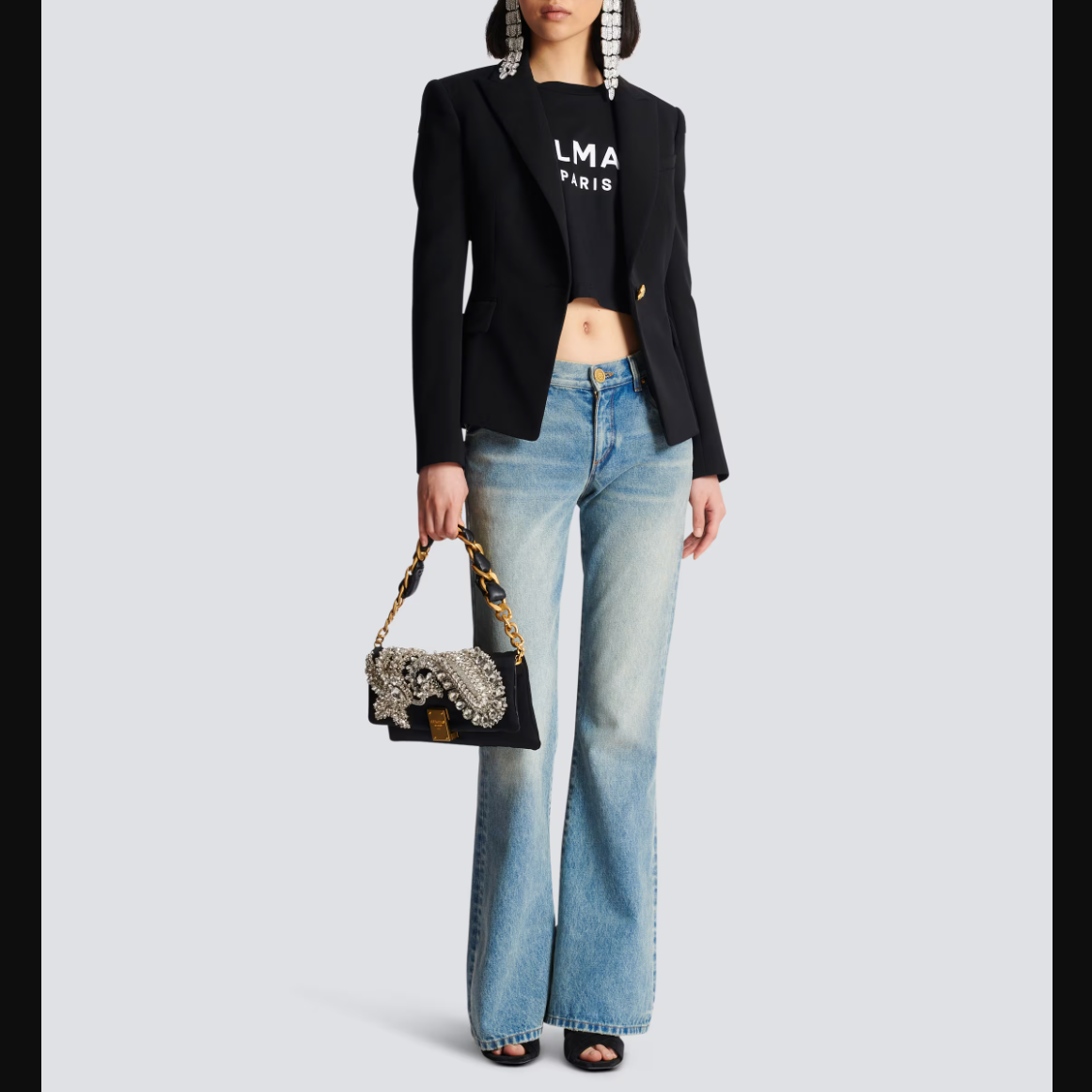 $2550 Balmain Black One Button Tailored Wool Blazer Size 6/FR 38