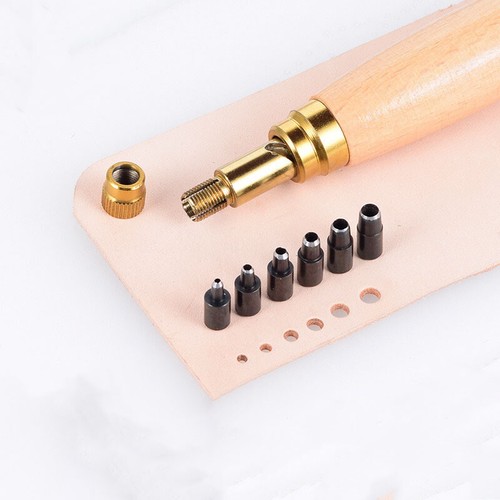 6 IN1 Automatic Hole Punch Tool Cutter For Sewing Leather Craft Paper PVC Banner - Picture 2 of 5