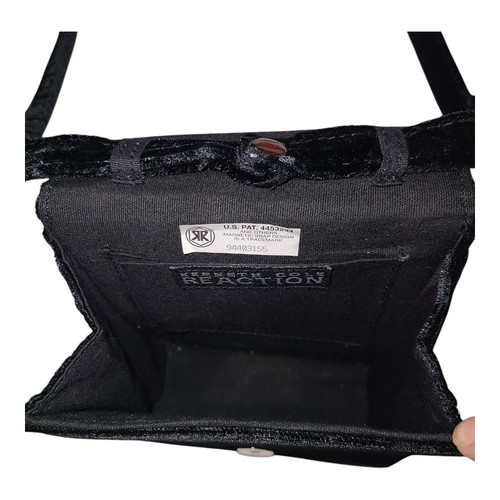Kenneth Cole Black Velvet Sequined Evening Crossbody Purse Dressy Fairy Goth - Picture 8 of 13